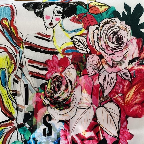 I’M Isola Marras Silk Cotton Combination Logo Print Top NeverUsed - Picture 10 of 16